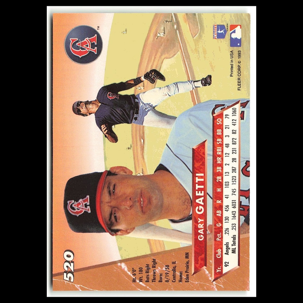 Gary Gaetti #520 1993 Fleer Ultra California Angels Baseball Card MLB NM