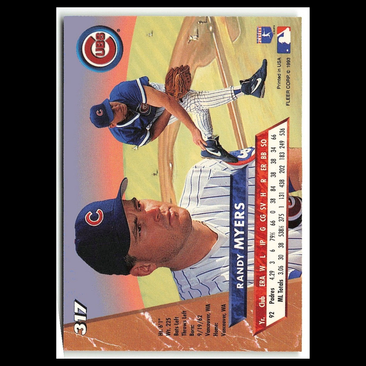 Randy Myers #317 1993 Fleer Ultra Chicago Cubs Baseball Card MLB NM