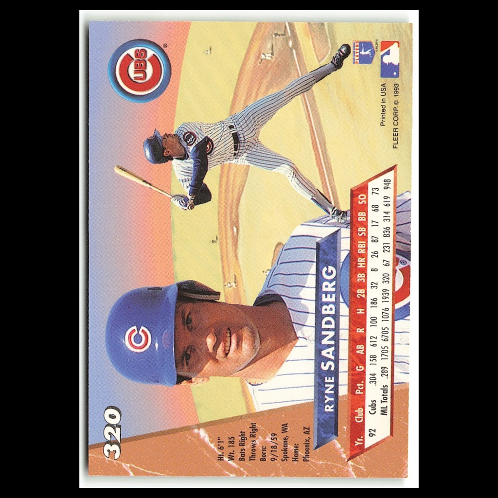 Ryne Sandberg #320 1993 Fleer Ultra Chicago Cubs Baseball Card MLB NM
