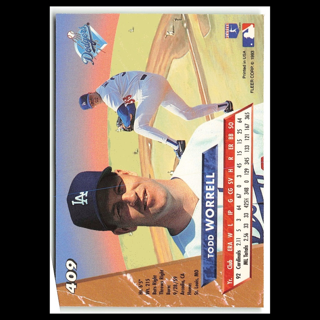 Todd Worrell #409 1993 Fleer Ultra Los Angeles Dodgers Baseball Card MLB NM
