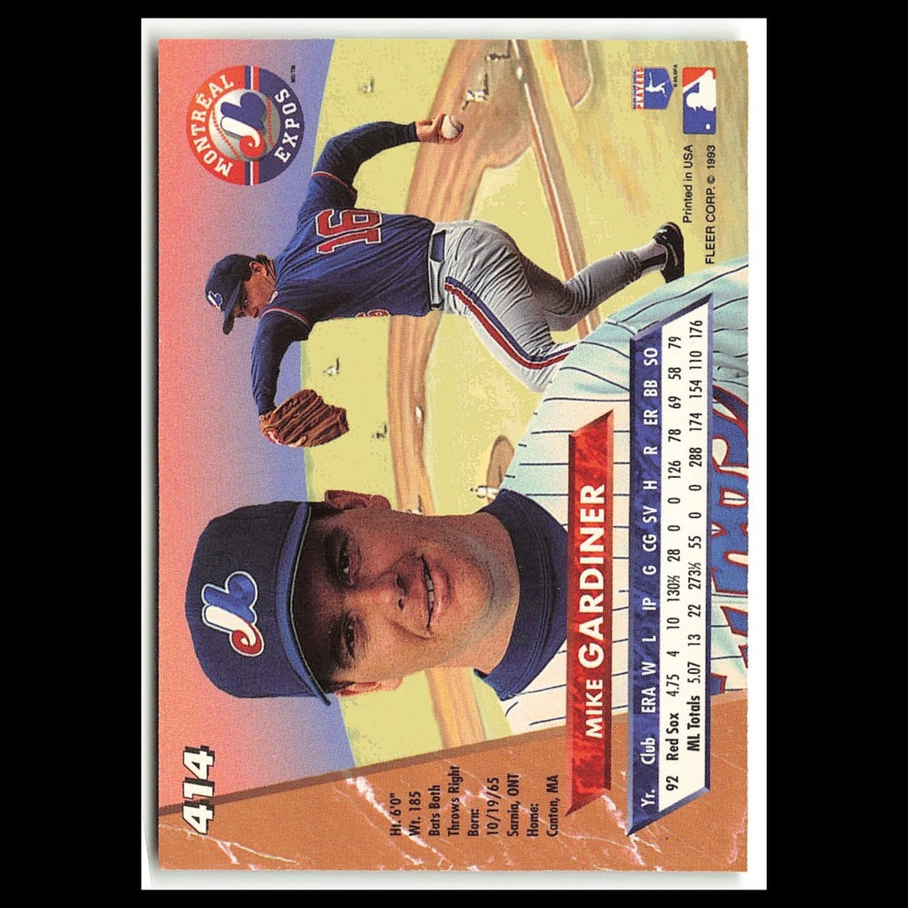 Mike Gardiner #414 1993 Fleer Ultra Montreal Expos Baseball Card MLB NM