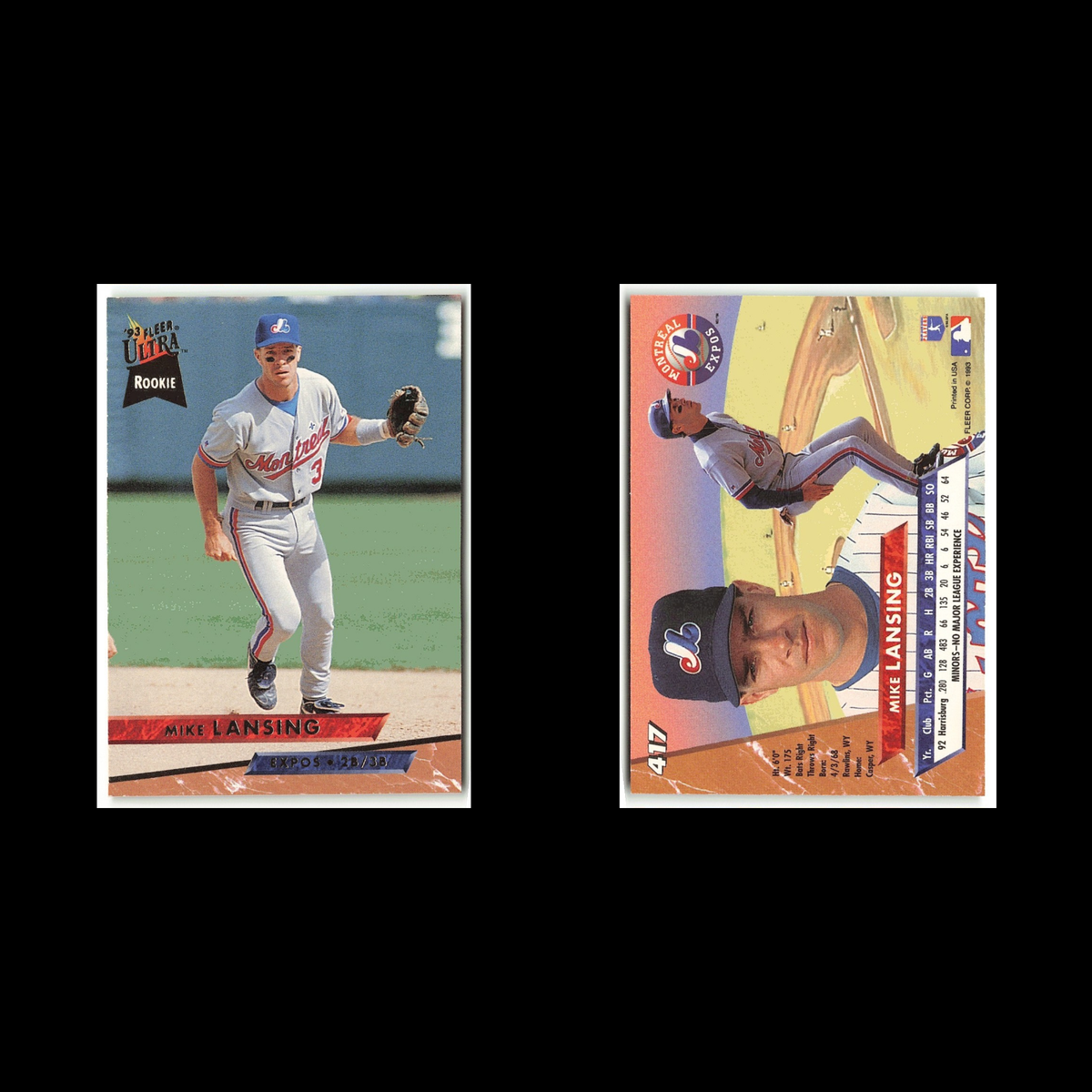 Mike Lansing Rookie #417 1993 Fleer Ultra Montreal Expos Baseball Card MLB NM