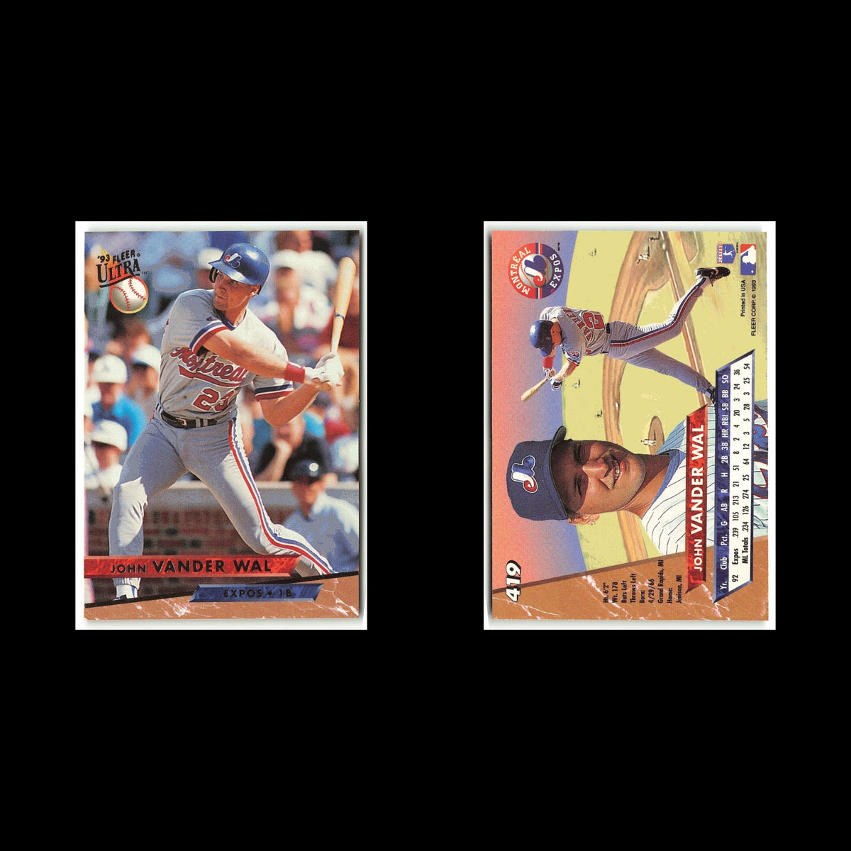 John Vander Wal #419 1993 Fleer Ultra Montreal Expos Baseball Card MLB NM