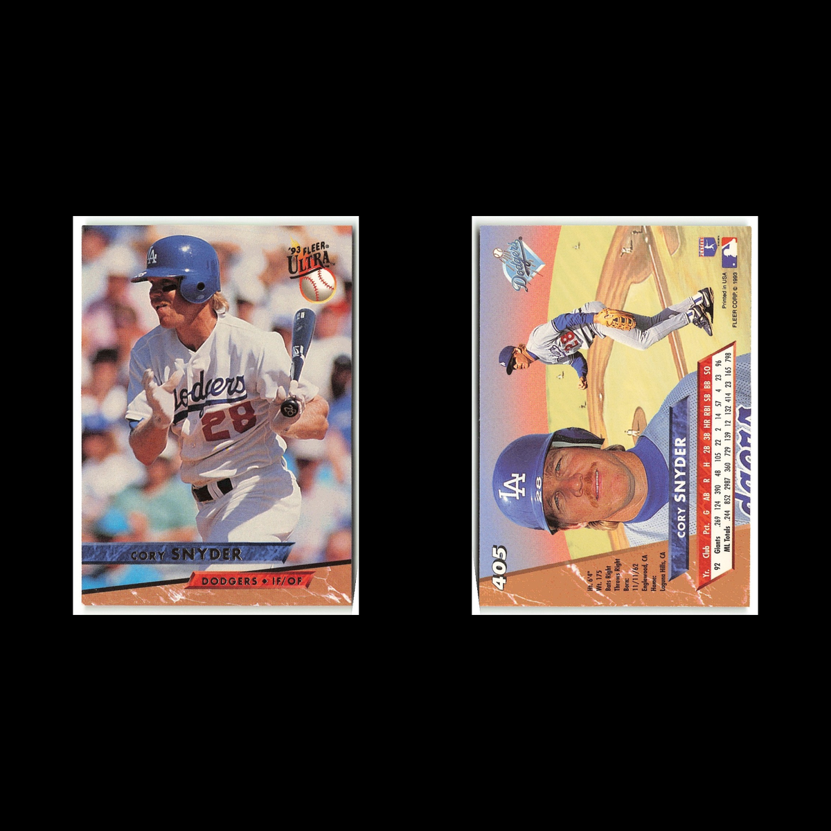 Cory Snyder #405 1993 Fleer Ultra Los Angeles Dodgers Baseball Card MLB NM