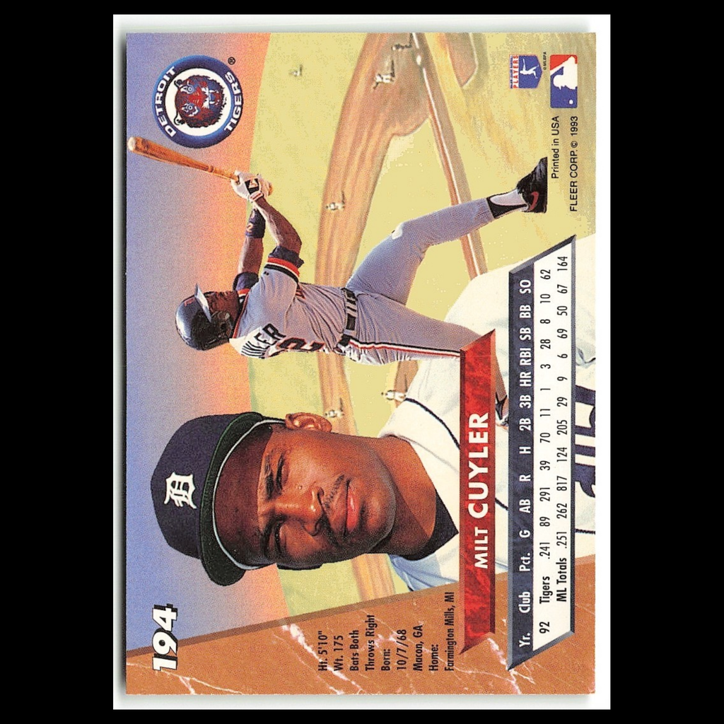 Milt Cuyler #194 1993 Fleer Ultra Detroit Tigers Baseball Card MLB NM