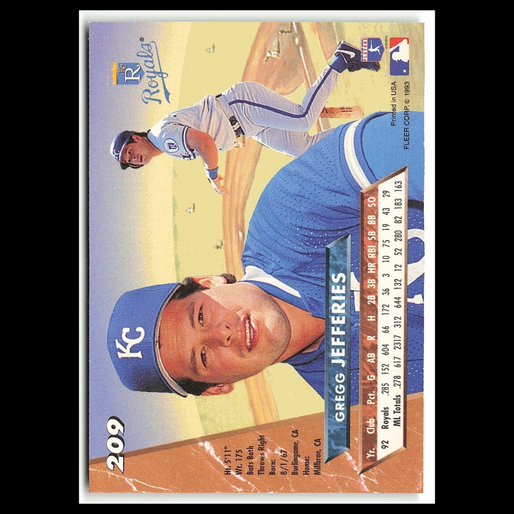 Gregg Jefferies #209 1993 Fleer Ultra Kansas City Royals Baseball Card MLB NM