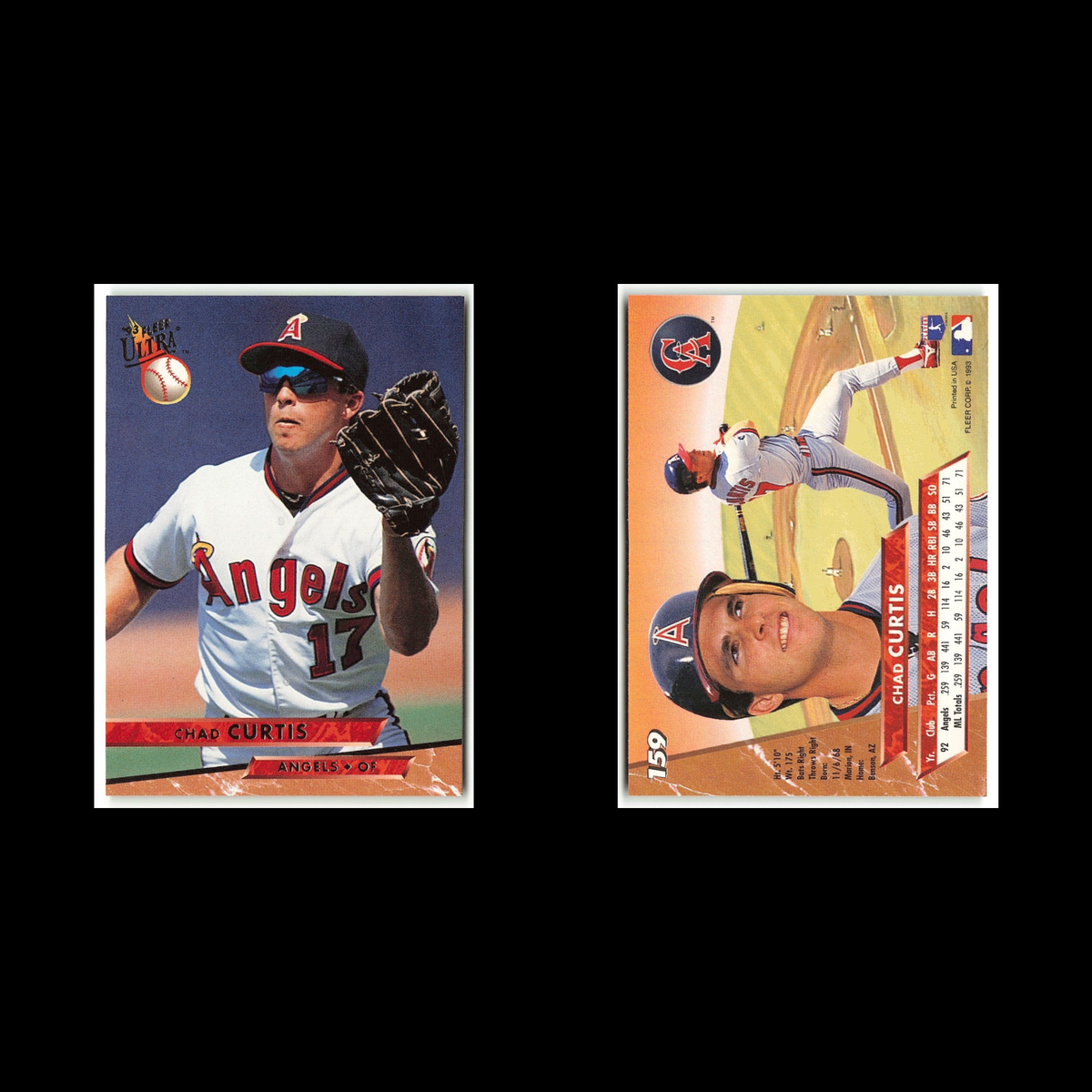 Chad Curtis #159 1993 Fleer Ultra California Angels Baseball Card MLB NM