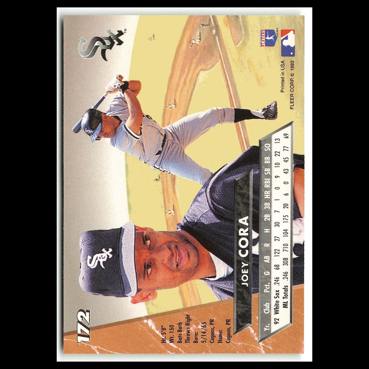 Joey Cora #172 1993 Fleer Ultra Chicago White Sox Baseball Card MLB NM