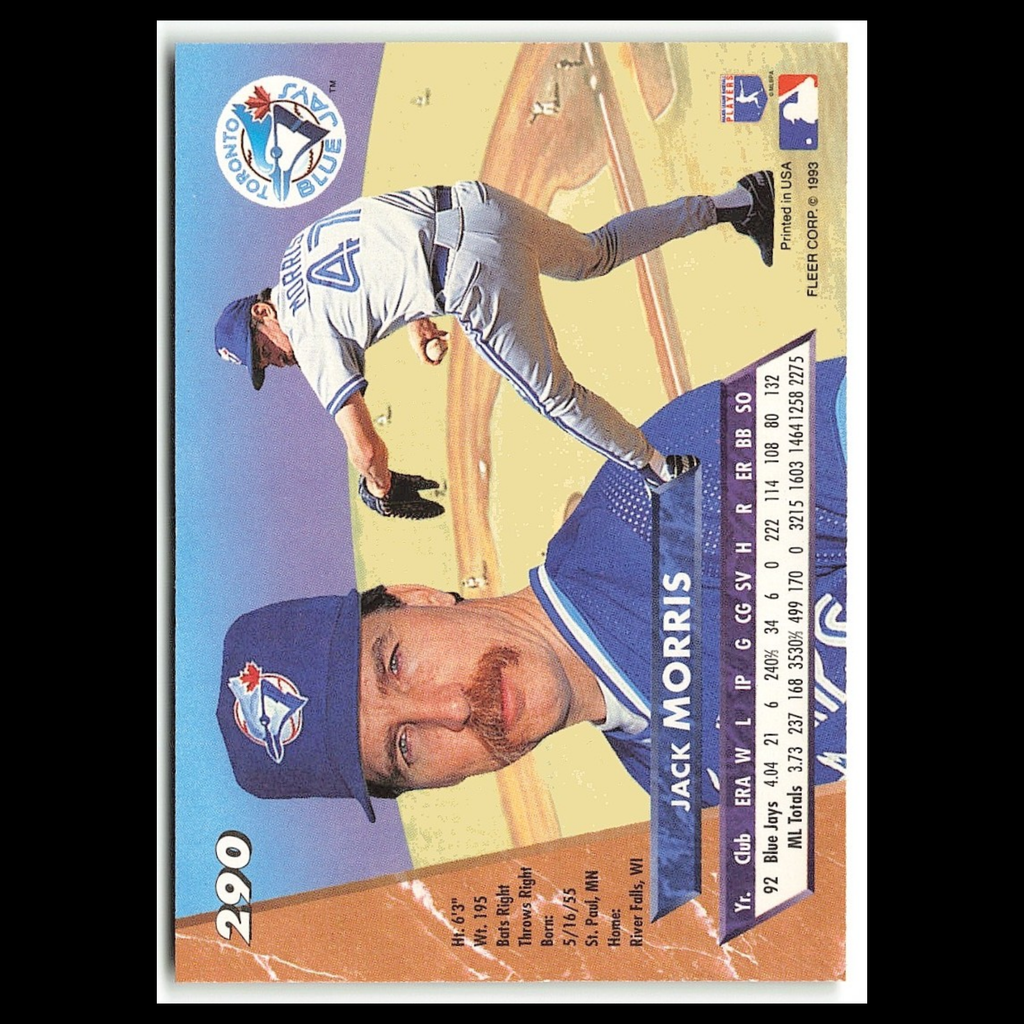 Jack Morris #290 1993 Fleer Ultra Toronto Blue Jays Baseball Card MLB NM