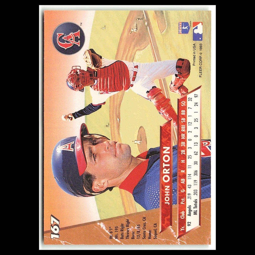 John Orton #167 1993 Fleer Ultra California Angels Baseball Card MLB NM