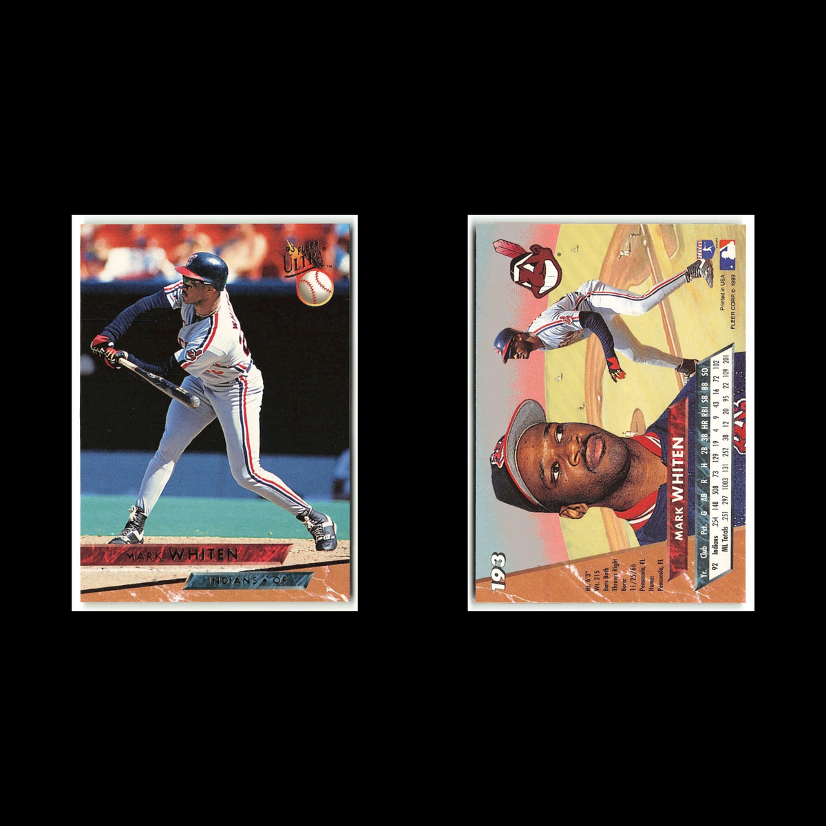Mark Whiten #193 1993 Fleer Ultra Cleveland Indians Baseball Card MLB NM