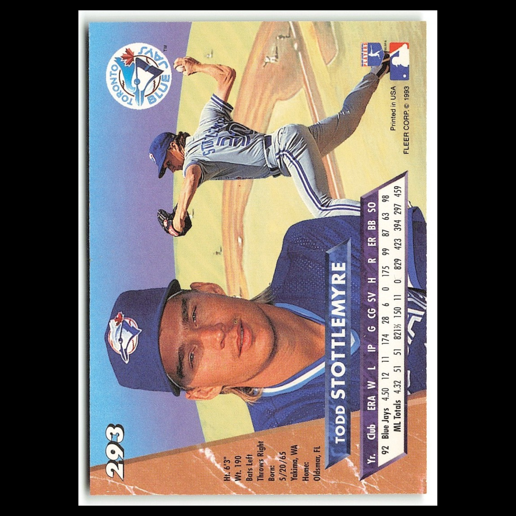 Todd Stottlemyre #293 1993 Fleer Ultra Toronto Blue Jays Baseball Card MLB NM