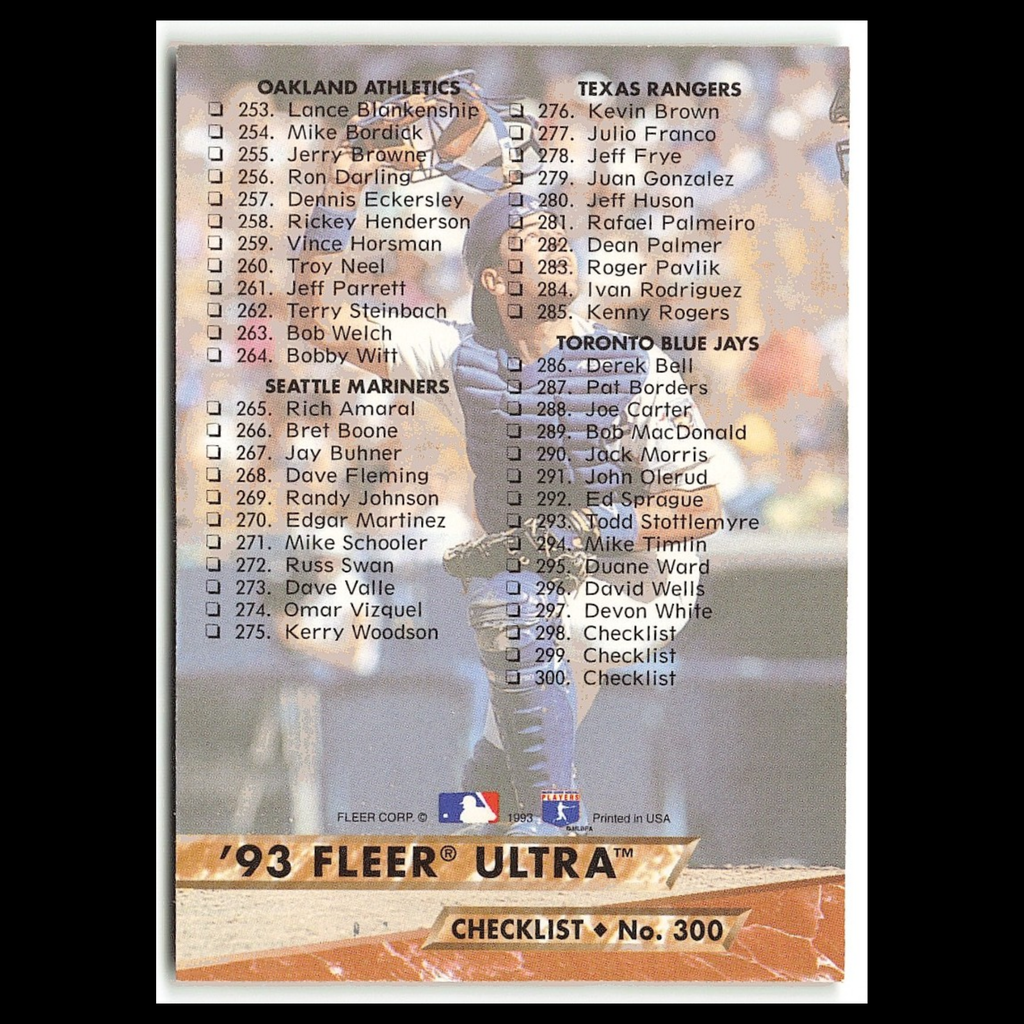 Checklist #300 1993 Fleer Ultra Baseball Card MLB NM