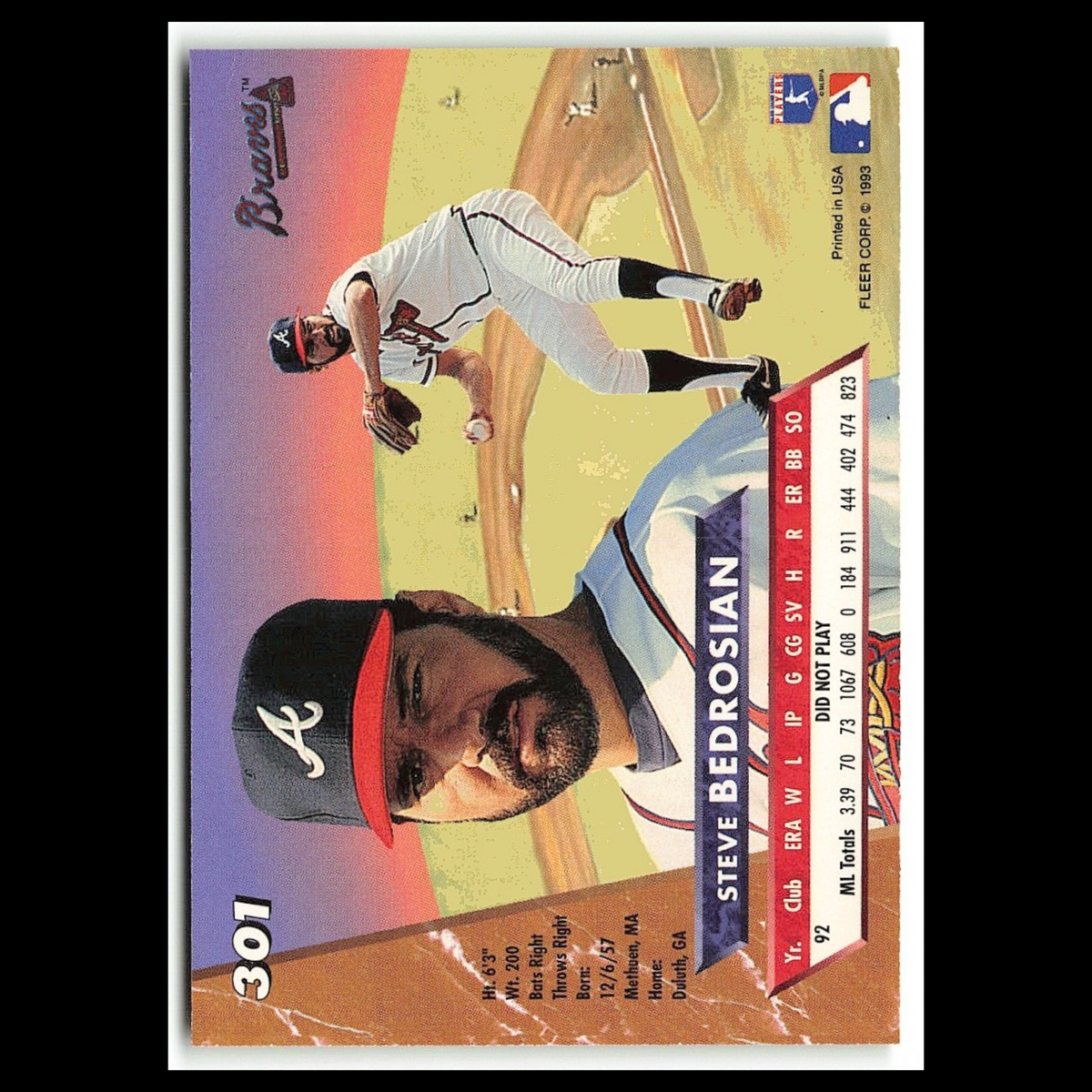 Steve Bedrosian #301 1993 Fleer Ultra Atlanta Braves Baseball Card MLB NM