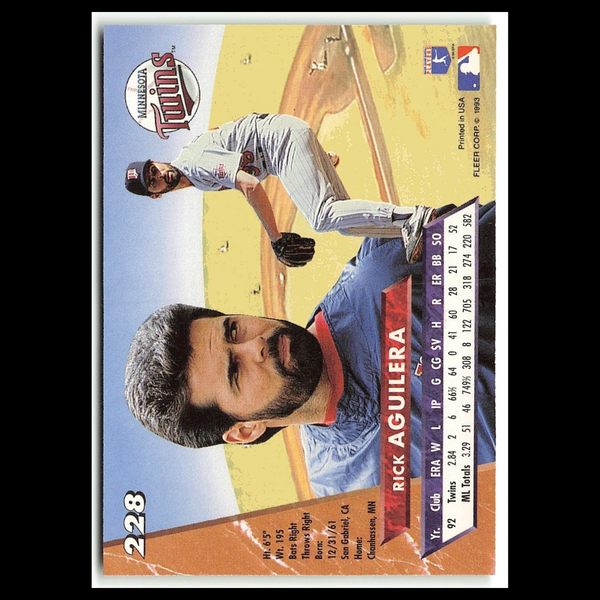 Rick Aguilera #228 1993 Fleer Ultra Minnesota Twins Baseball Card MLB NM