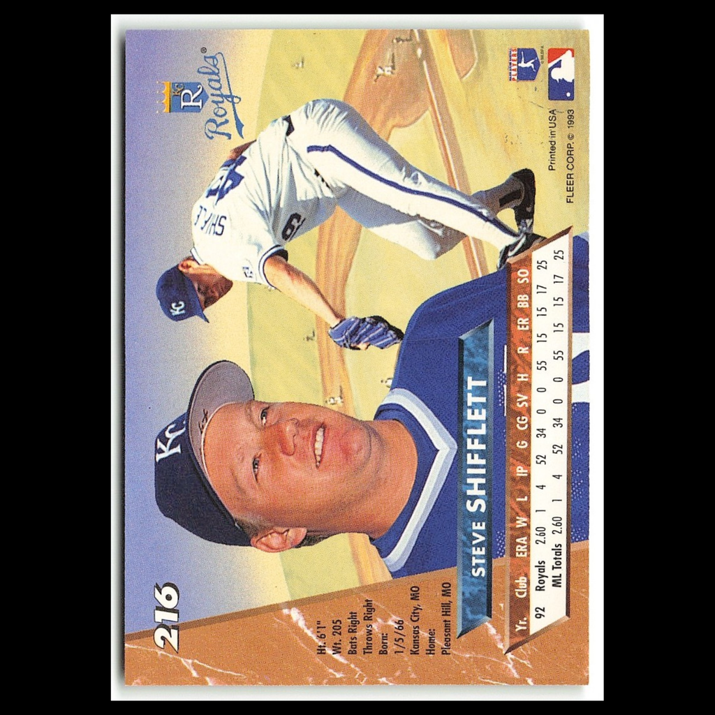 Steve Shifflett #216 1993 Fleer Ultra Kansas City Royals Baseball Card MLB NM