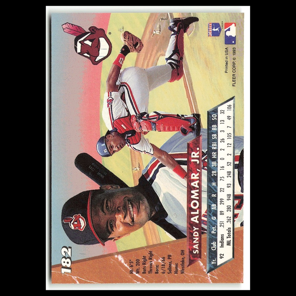 Sandy Alomar Jr. #182 1993 Fleer Ultra Cleveland Indians Baseball Card MLB NM