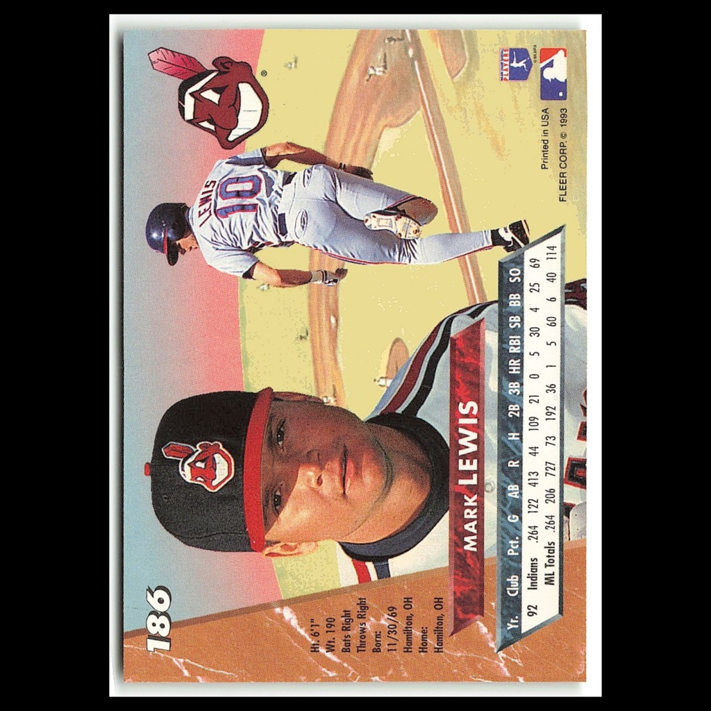 Mark Lewis #186 1993 Fleer Ultra Cleveland Indians Baseball Card MLB NM