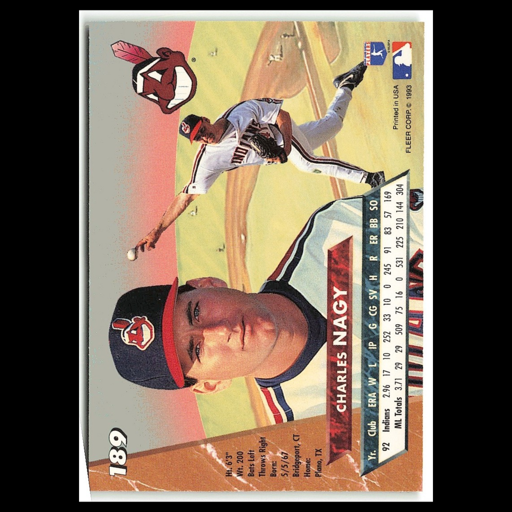 Charles Nagy #189 1993 Fleer Ultra Cleveland Indians Baseball Card MLB NM