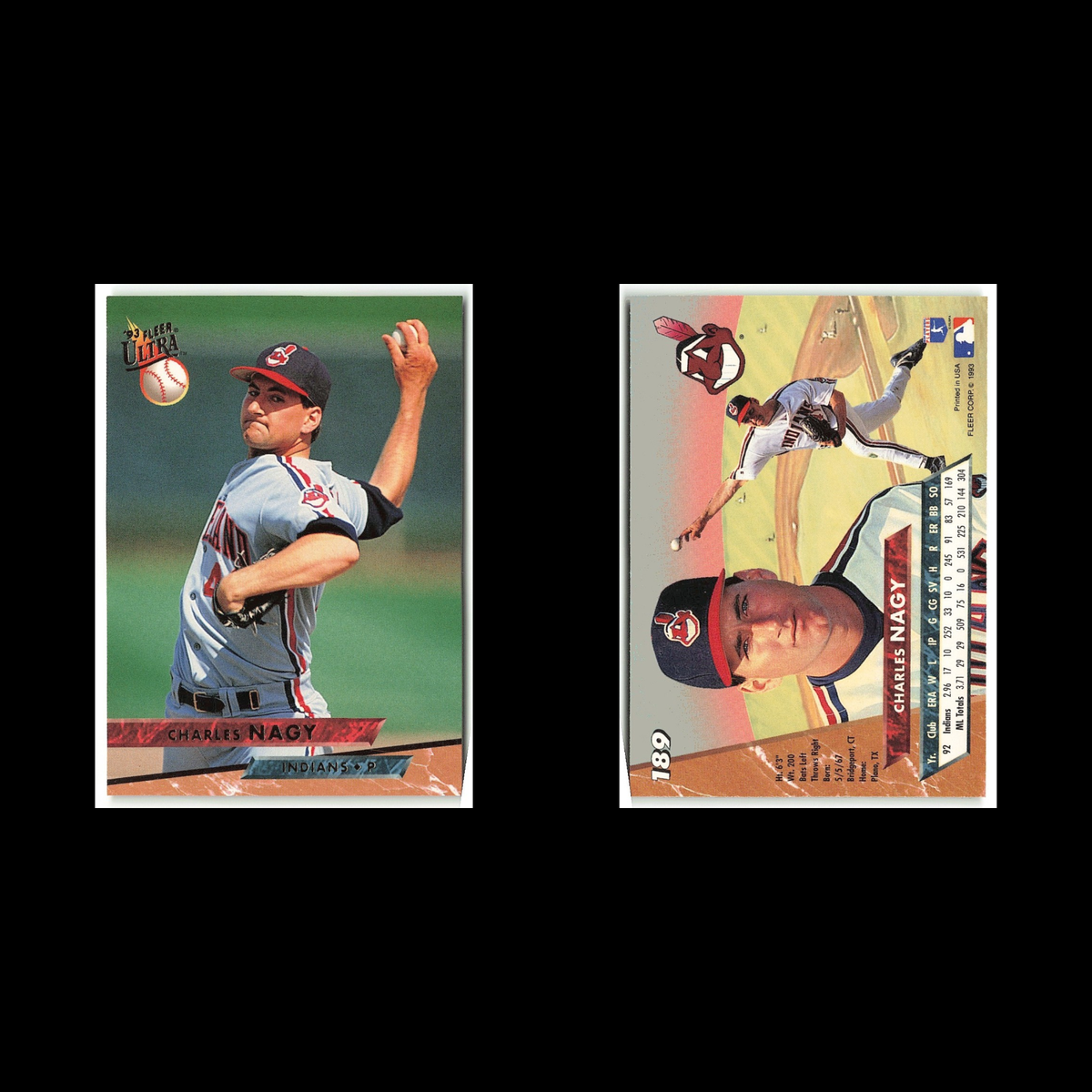 Charles Nagy #189 1993 Fleer Ultra Cleveland Indians Baseball Card MLB NM