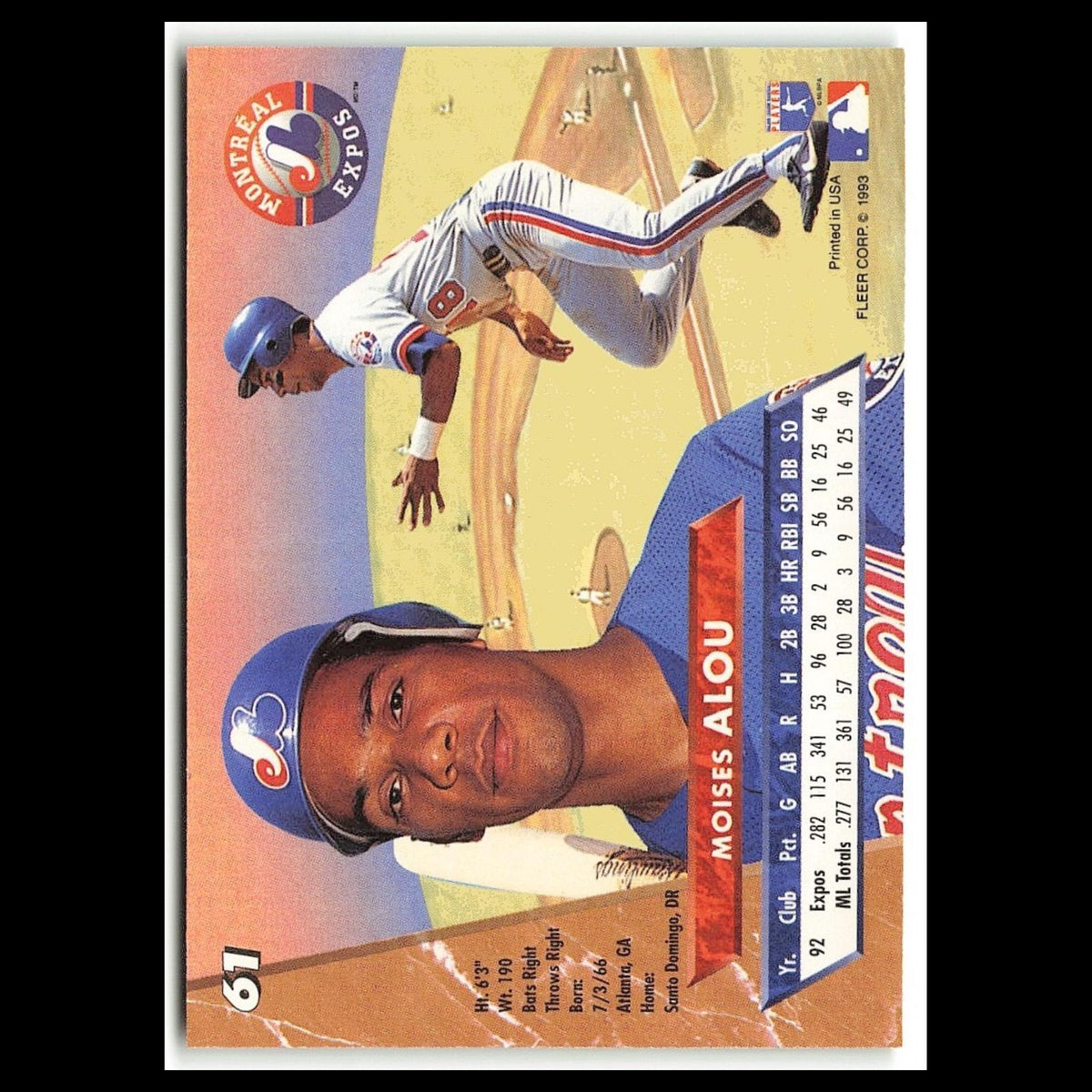Moises Alou #61 1993 Fleer Ultra Montreal Expos Baseball Card MLB NM
