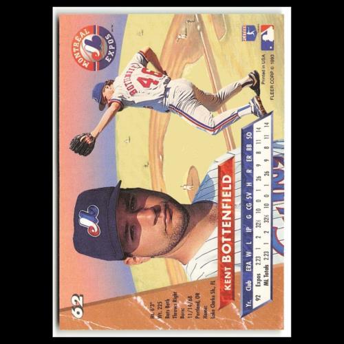 Kent Bottenfield #62 1993 Fleer Ultra Montreal Expos Baseball Card MLB NM