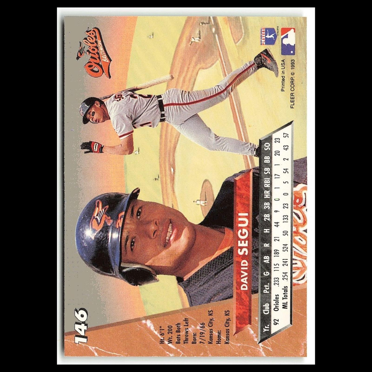 David Segui #146 1993 Fleer Ultra Baltimore Orioles Baseball Card MLB NM