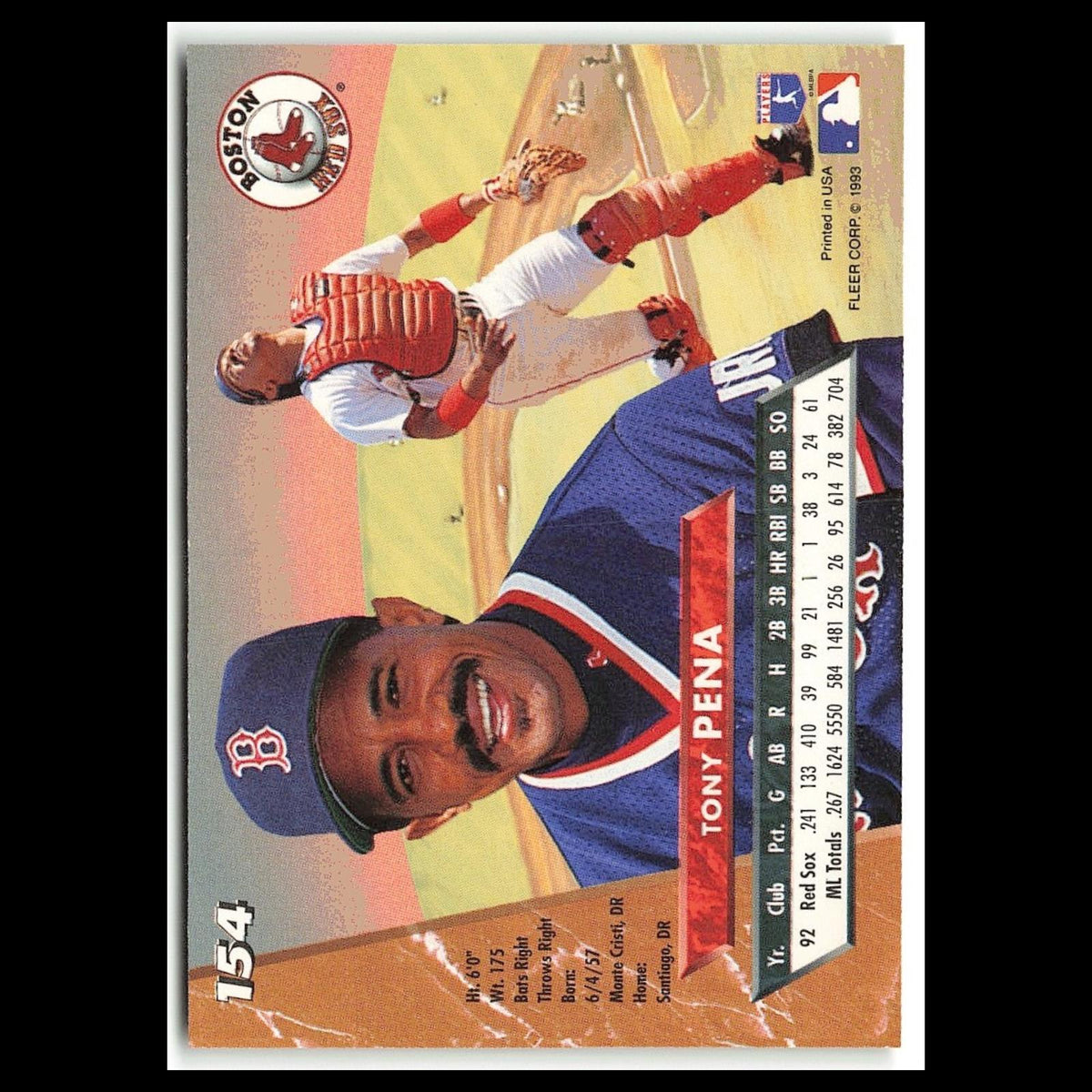 Tony Pena #154 1993 Fleer Ultra Boston Red Sox Baseball Card MLB NM