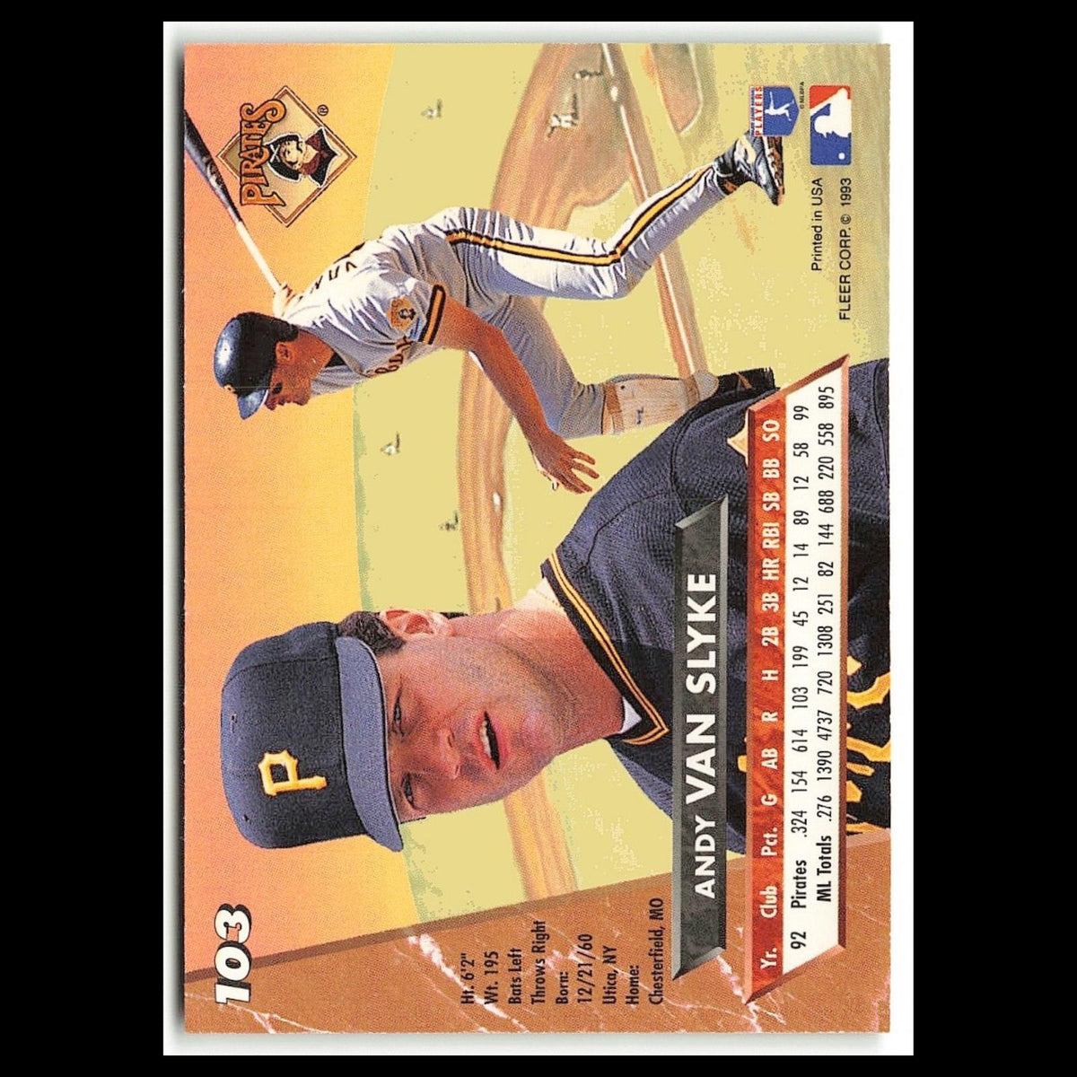 Andy Van Slyke #103 1993 Fleer Ultra Pittsburgh Pirates Baseball Card MLB NM