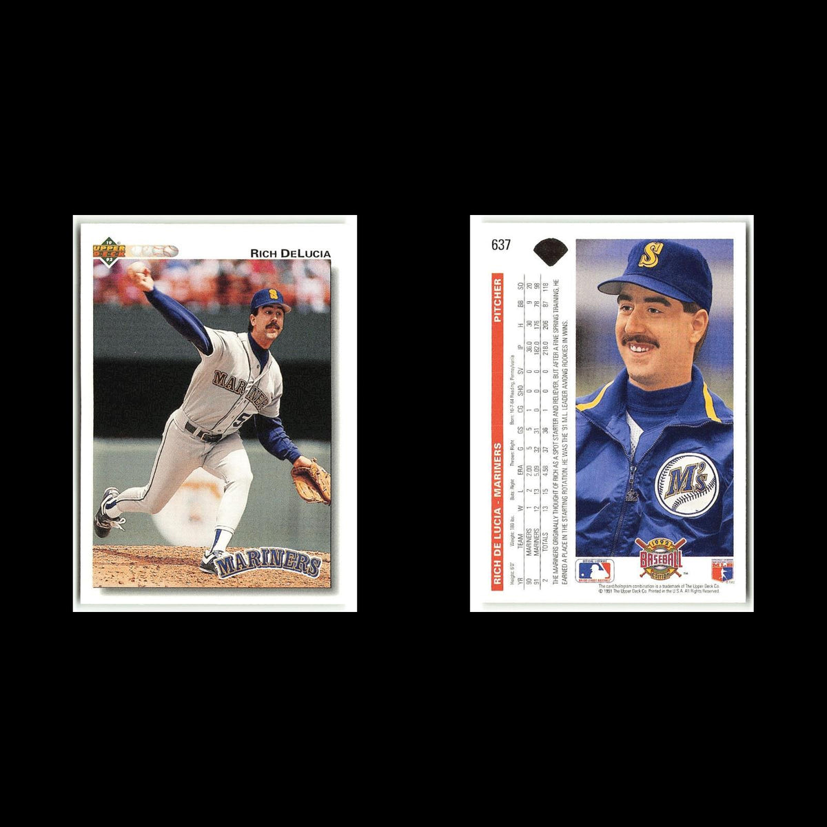 Rich DeLucia #637 1992 Upper Deck Seattle Mariners Baseball Card MLB NM