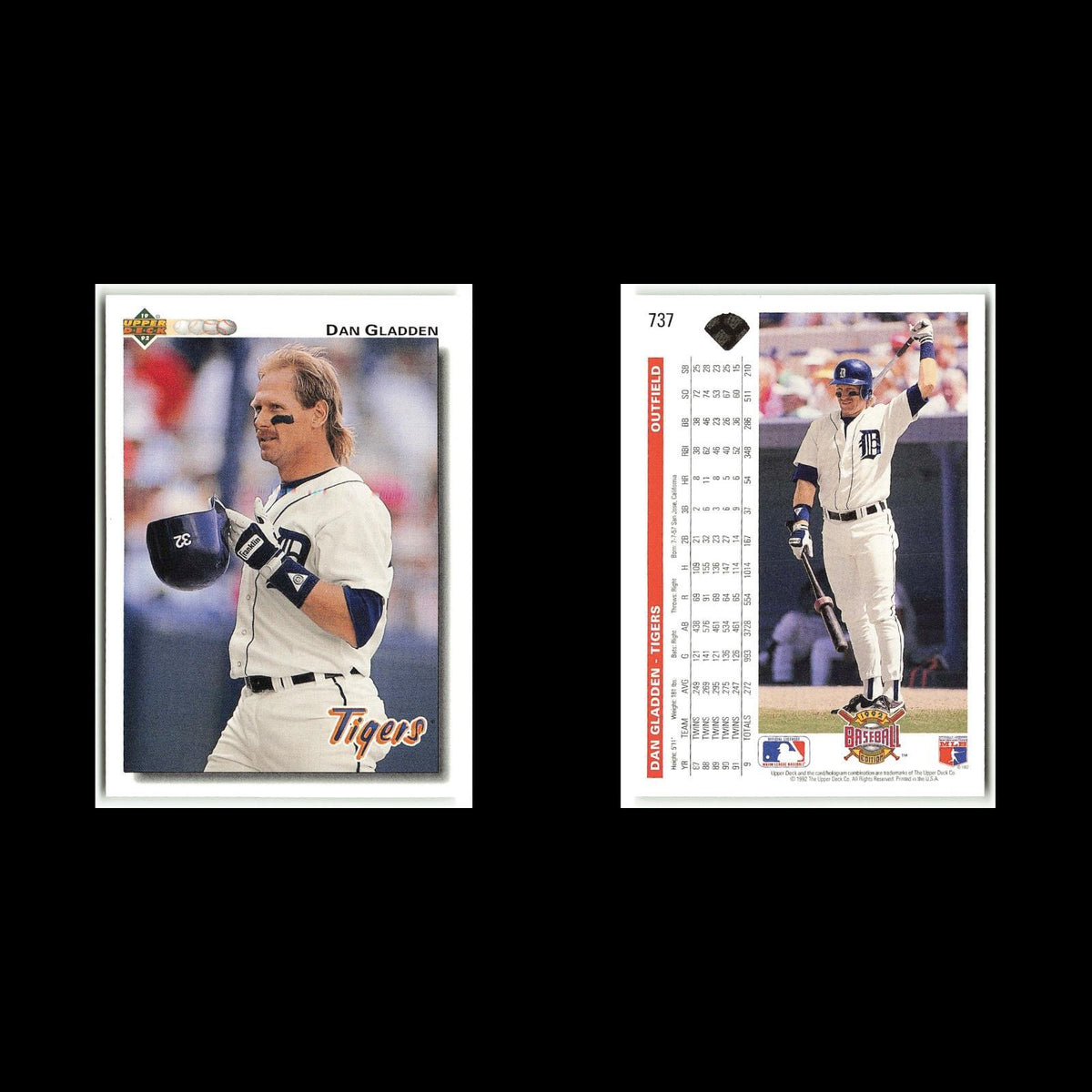 Dan Gladden #737 1992 Upper Deck Detroit Tigers Baseball Card MLB NM