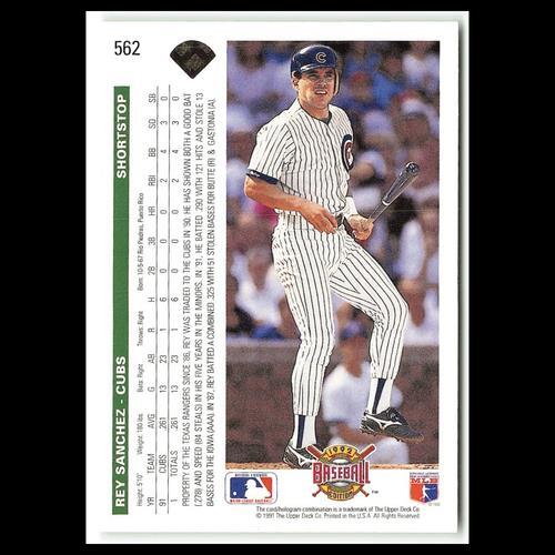 Rey Sanchez Rookie #562 1992 Upper Deck Chicago Cubs Baseball Card MLB NM