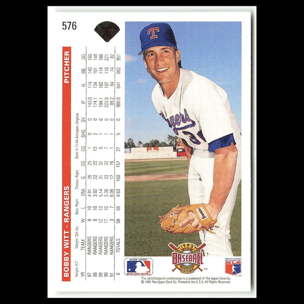 Bobby Witt #576 1992 Upper Deck Texas Rangers Baseball Card MLB NM