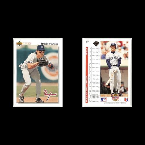 Randy Velarde #399 1992 Upper Deck New York Yankees Baseball Card MLB NM