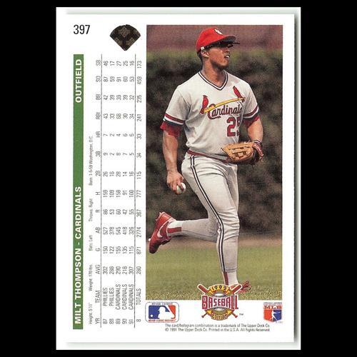 Milt Thompson #397 1992 Upper Deck St. Louis Cardinals Baseball Card MLB NM