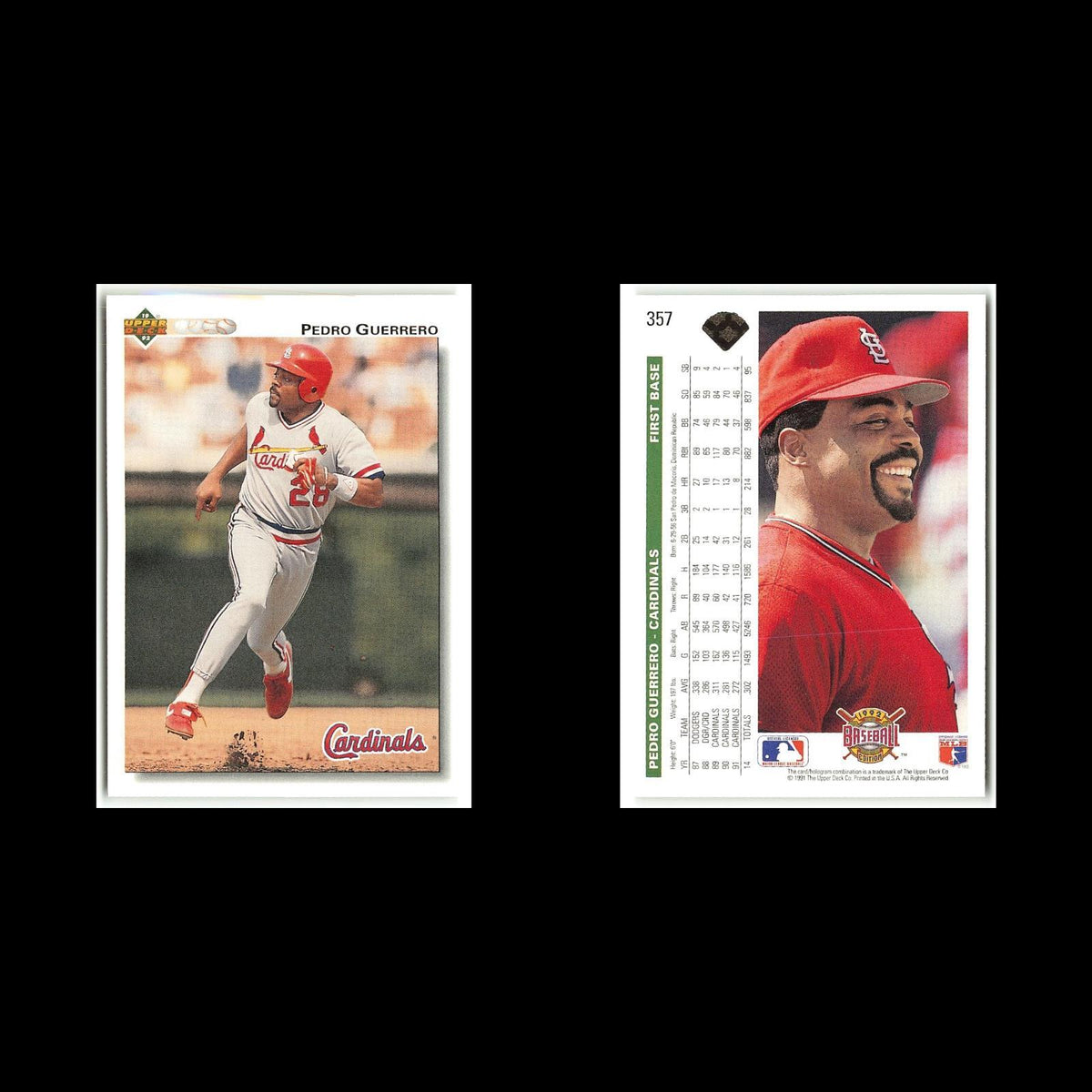 Pedro Guerrero #357 1992 Upper Deck St. Louis Cardinals Baseball Card MLB NM