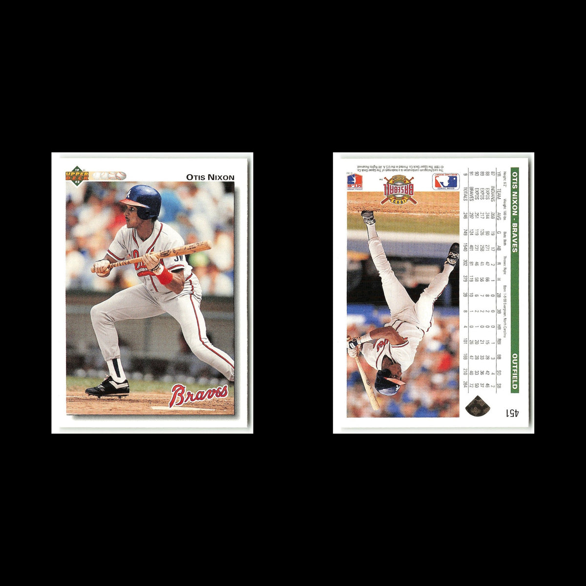 Otis Nixon #451 1992 Upper Deck Atlanta Braves Baseball Card MLB NM