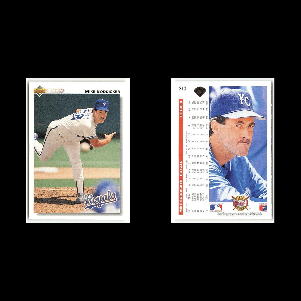 Mike Boddicker #213 1992 Upper Deck Kansas City Royals Baseball Card MLB NM