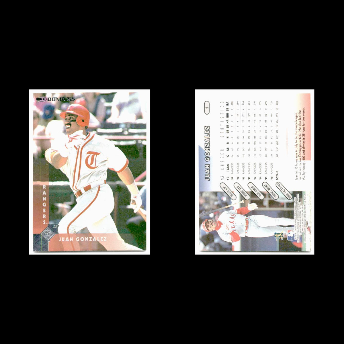 Juan Gonzalez #1 1997 Donruss Texas Rangers Baseball Card MLB NM
