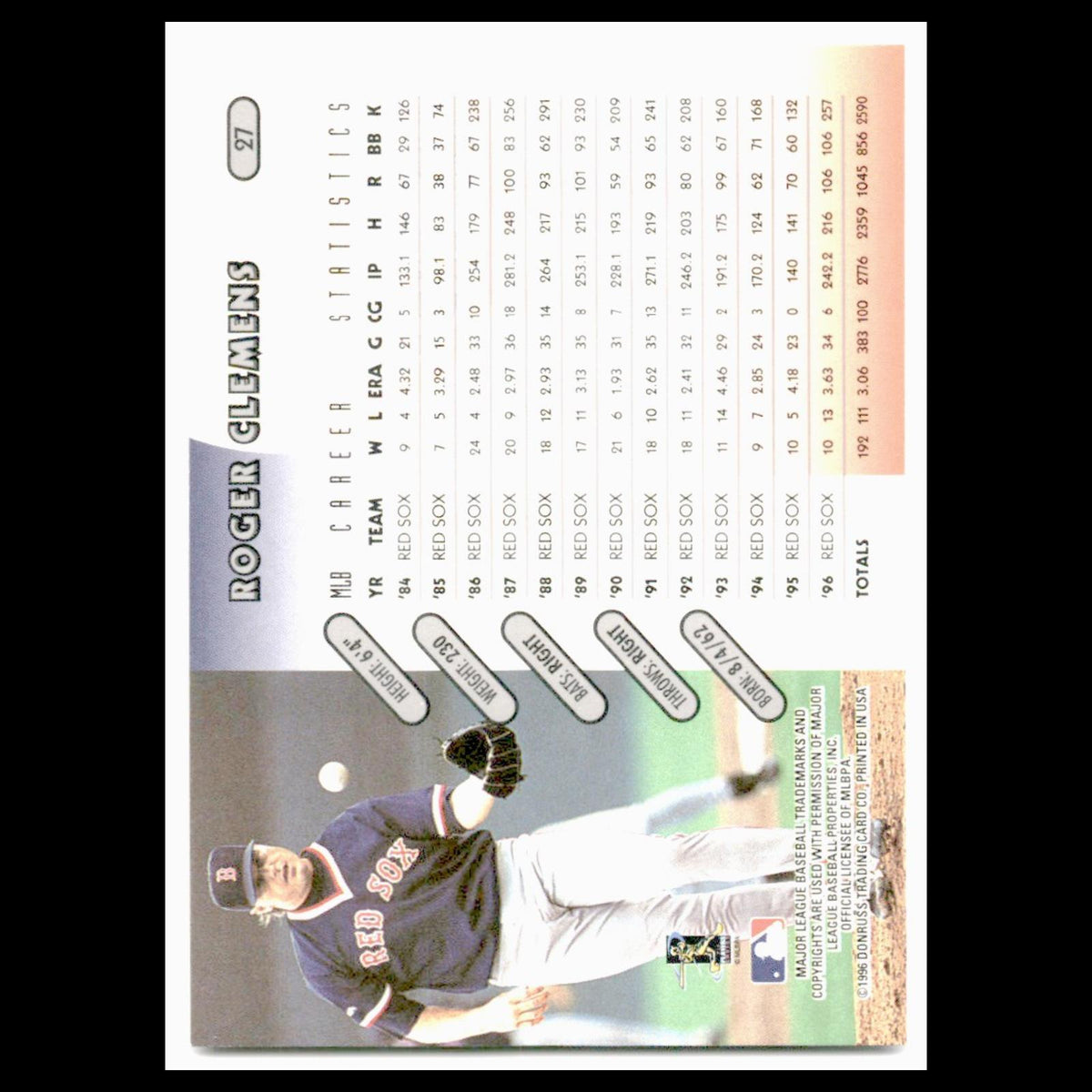 Roger Clemens #27 1997 Donruss Boston Red Sox Baseball Card MLB NM