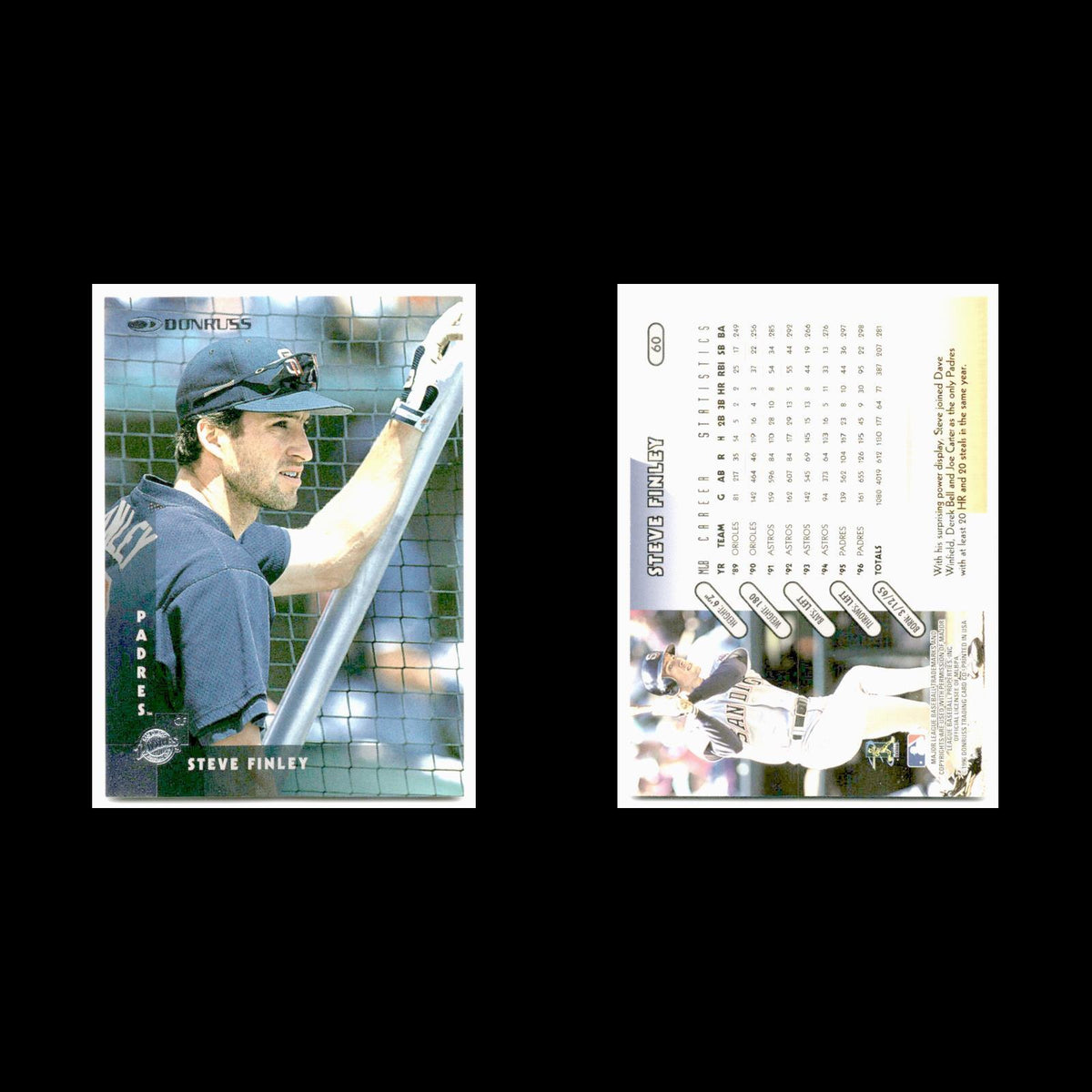 Steve Finley #60 1997 Donruss San Diego Padres Baseball Card MLB NM