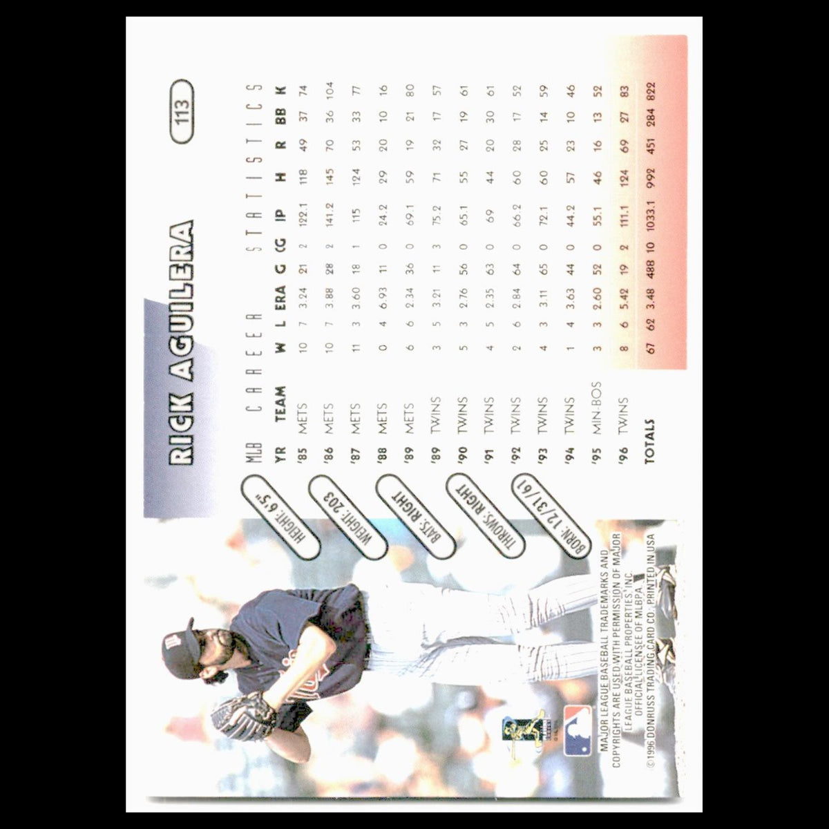 Rick Aguilera #113 1997 Donruss Minnesota Twins Baseball Card MLB NM