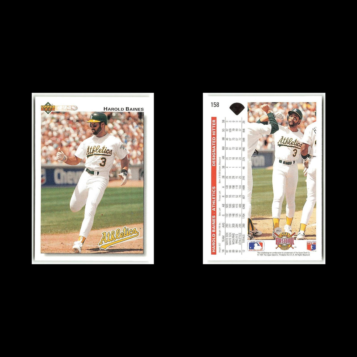 Harold Baines #158 1992 Upper Deck Oakland Athletics Baseball Card MLB NM
