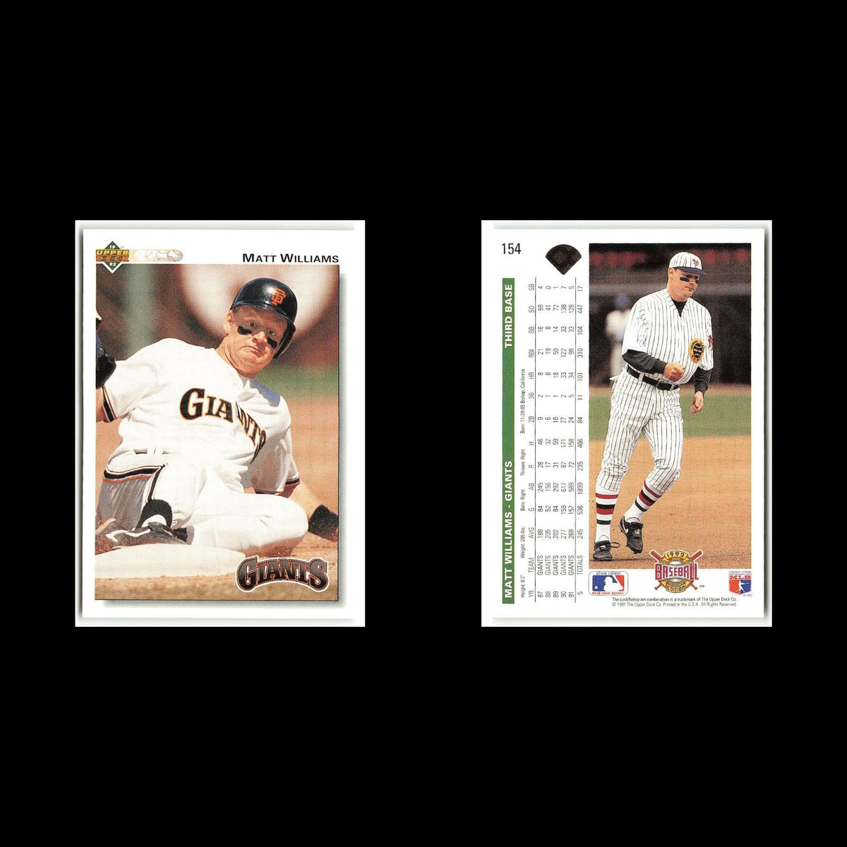 Matt Williams #154 1992 Upper Deck San Francisco Giants Baseball Card MLB NM