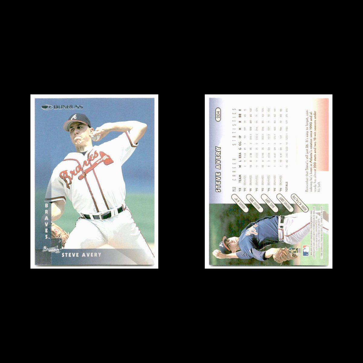 Steve Avery #204 1997 Donruss Atlanta Braves Baseball Card MLB NM