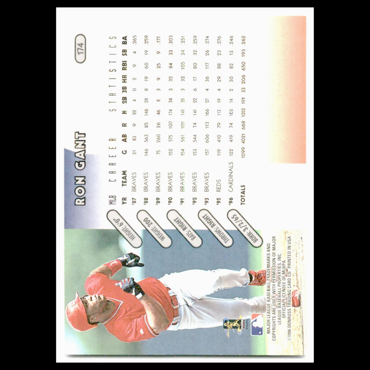 Ron Gant #174 1997 Donruss St. Louis Cardinals Baseball Card MLB NM