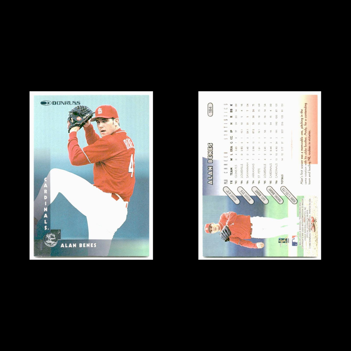 Alan Benes #184 1997 Donruss St. Louis Cardinals Baseball Card MLB NM
