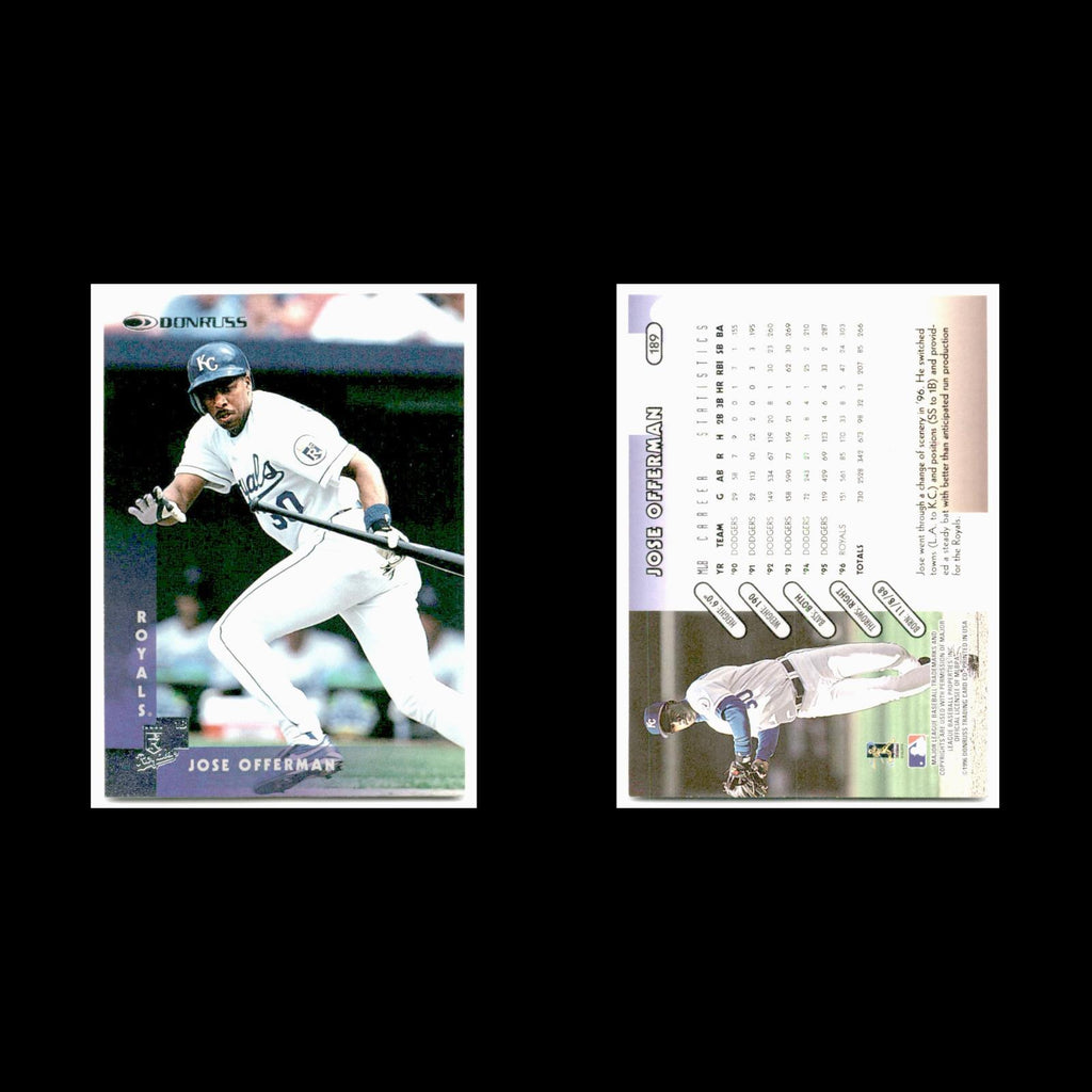 Jose Offerman #189 1997 Donruss Kansas City Royals Baseball Card MLB NM