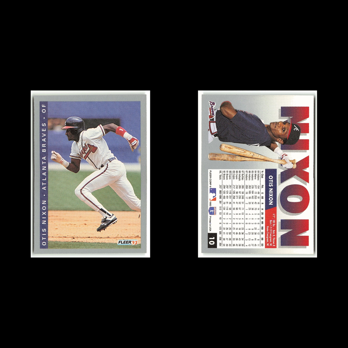 Otis Nixon #10 1993 Fleer Atlanta Braves Baseball Card MLB NM
