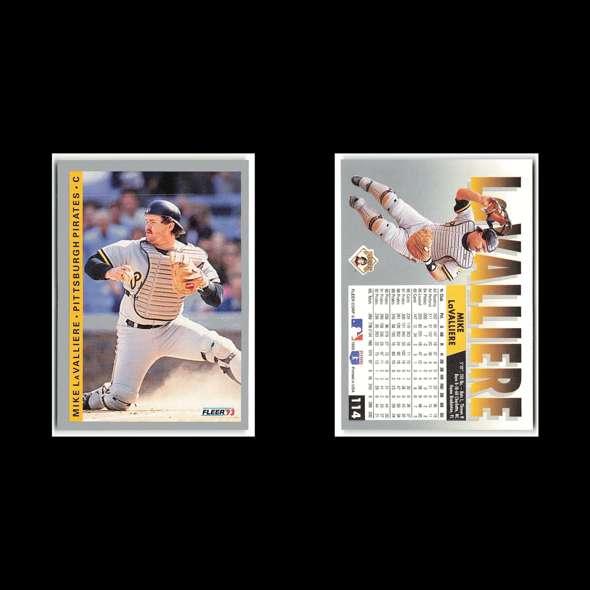 Mike LaValliere #114 1993 Fleer Pittsburgh Pirates Baseball Card MLB NM